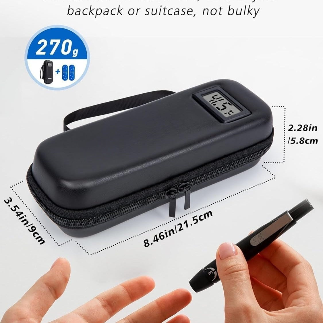 Travel Suitcase with Temperature Display & Refrigerated Medicine Storage