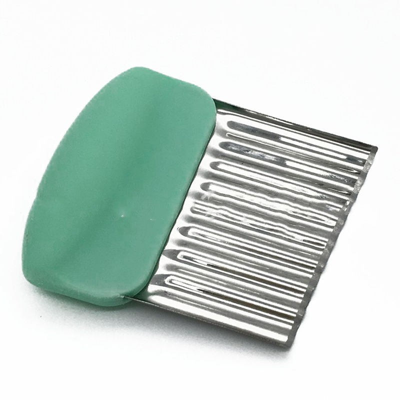 Stainless Steel Potato Cutting Knife - Corrugated Handheld Slicer, Green