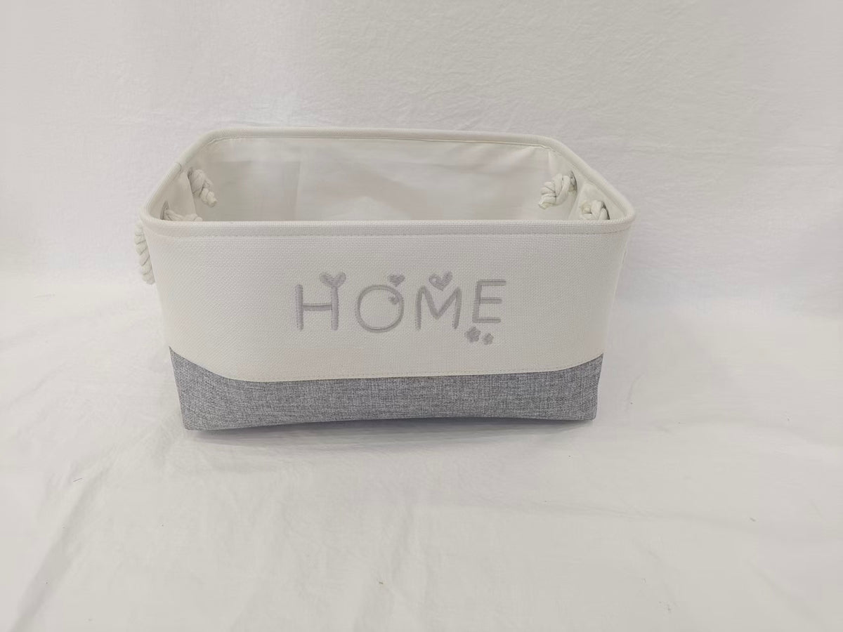 Fabric Storage Basket - Imitation Linen Splicing Model 32x22x16cm - 1 Piece