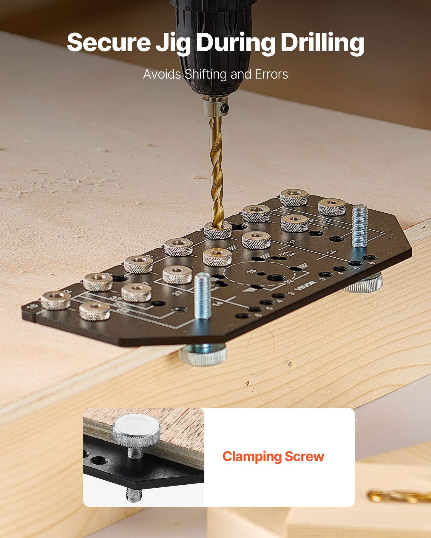 Aluminum Alloy Shelf Pin and Hinge Jig for Cabinet Drilling - Orange