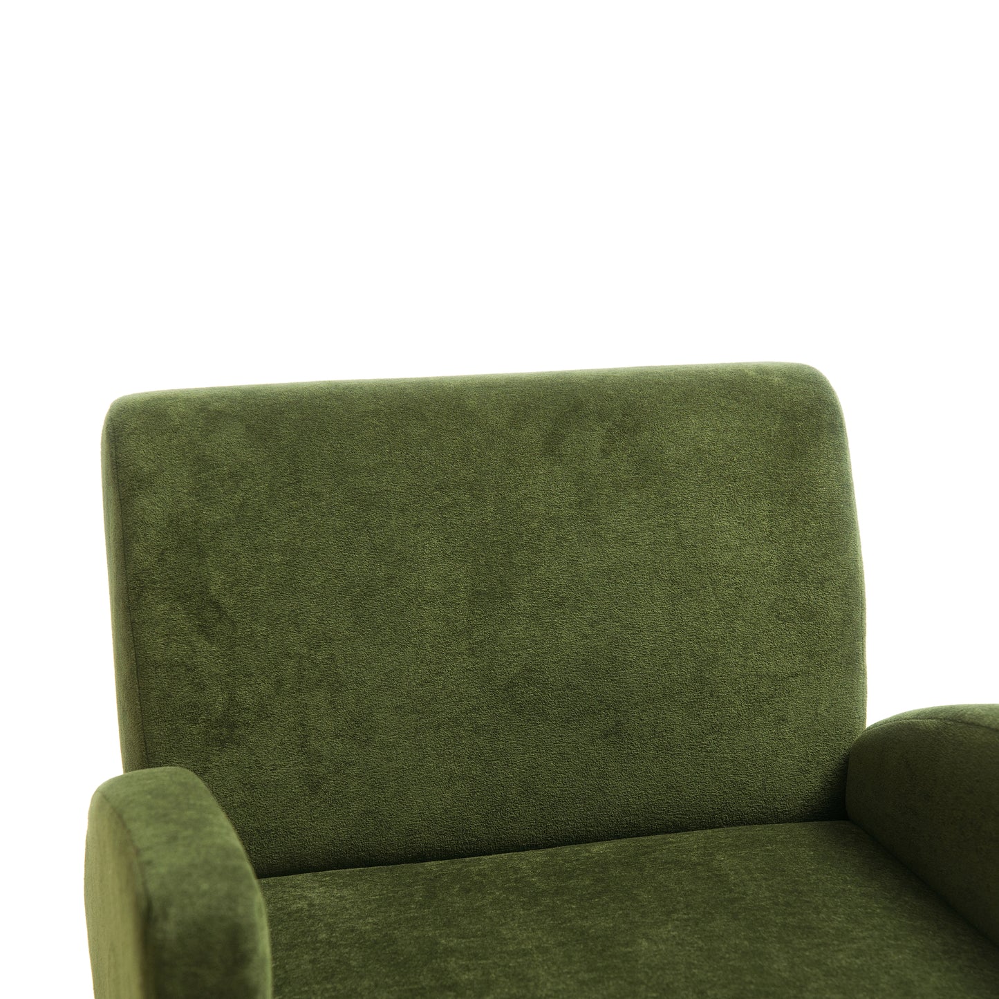 28.15-Inch Dark Green Velvet Lounge Chair with Birch Legs