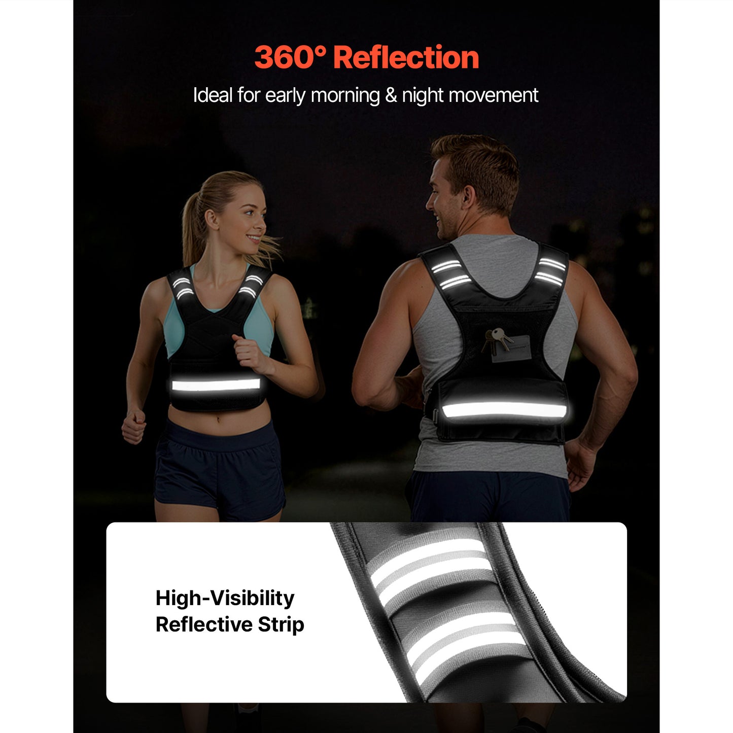 Adjustable Weighted Vest for Fitness & Running - 4-10 Lbs with Reflective Stripe