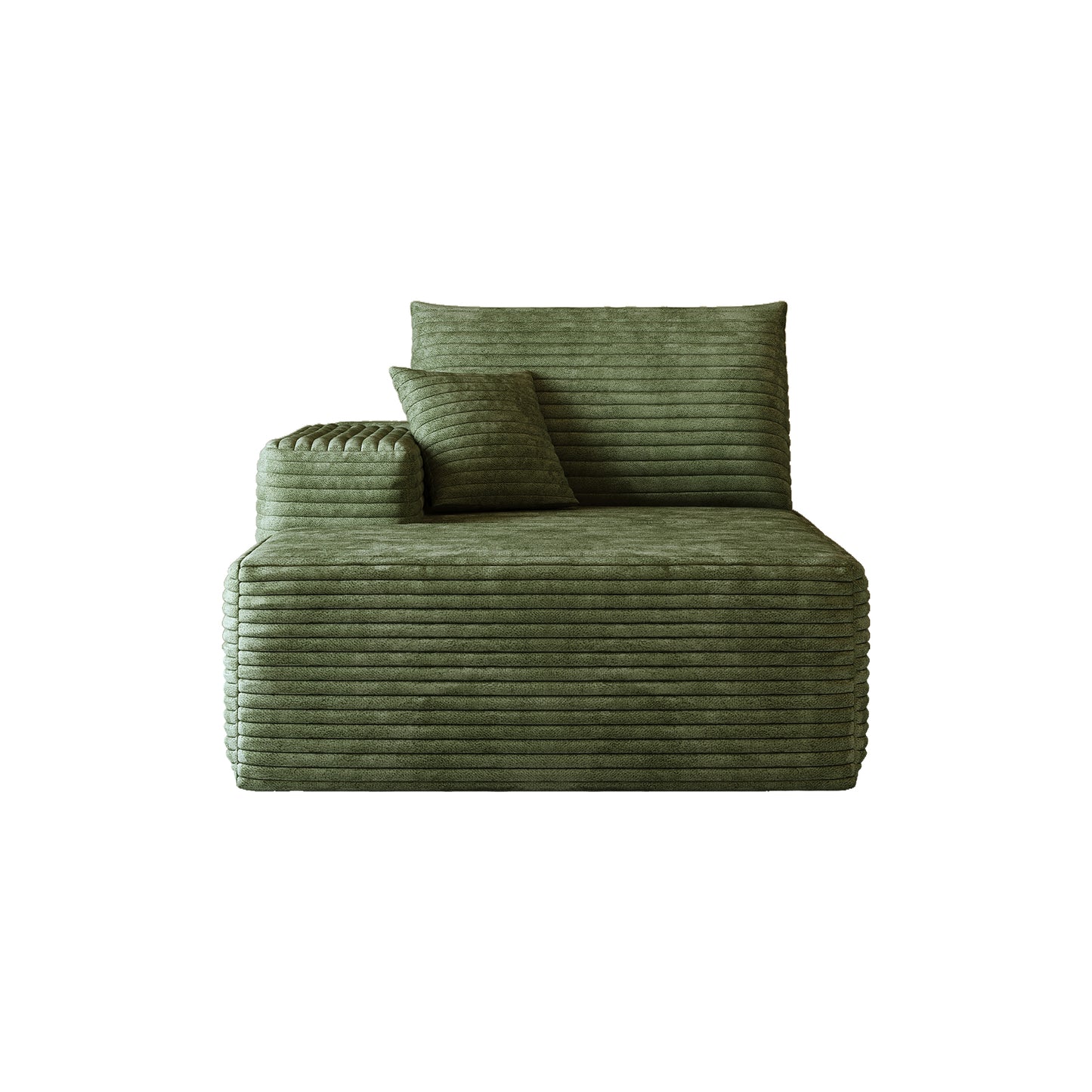 Left Sleeper Chair - Green Plush Corduroy Sofa