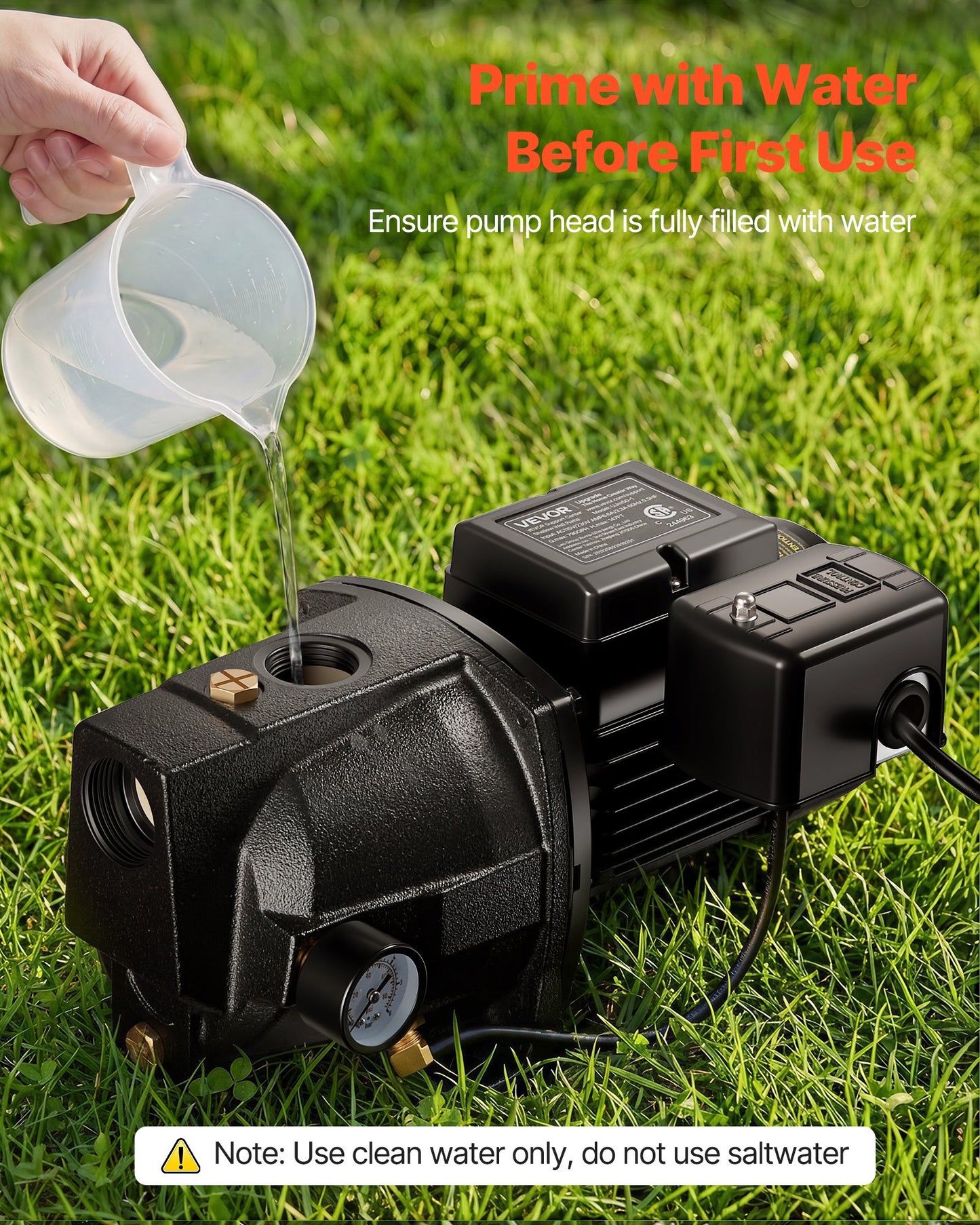 1/2 HP Shallow Well Jet Pump for Garden Irrigation - 115/230V, 790 GPH, Cast Iron