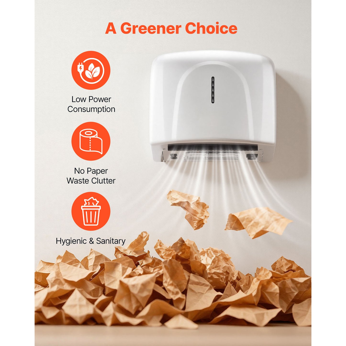 1300W Automatic Hand Dryer with HEPA Filter for Bathroom - Wall-Mounted, Fast Drying