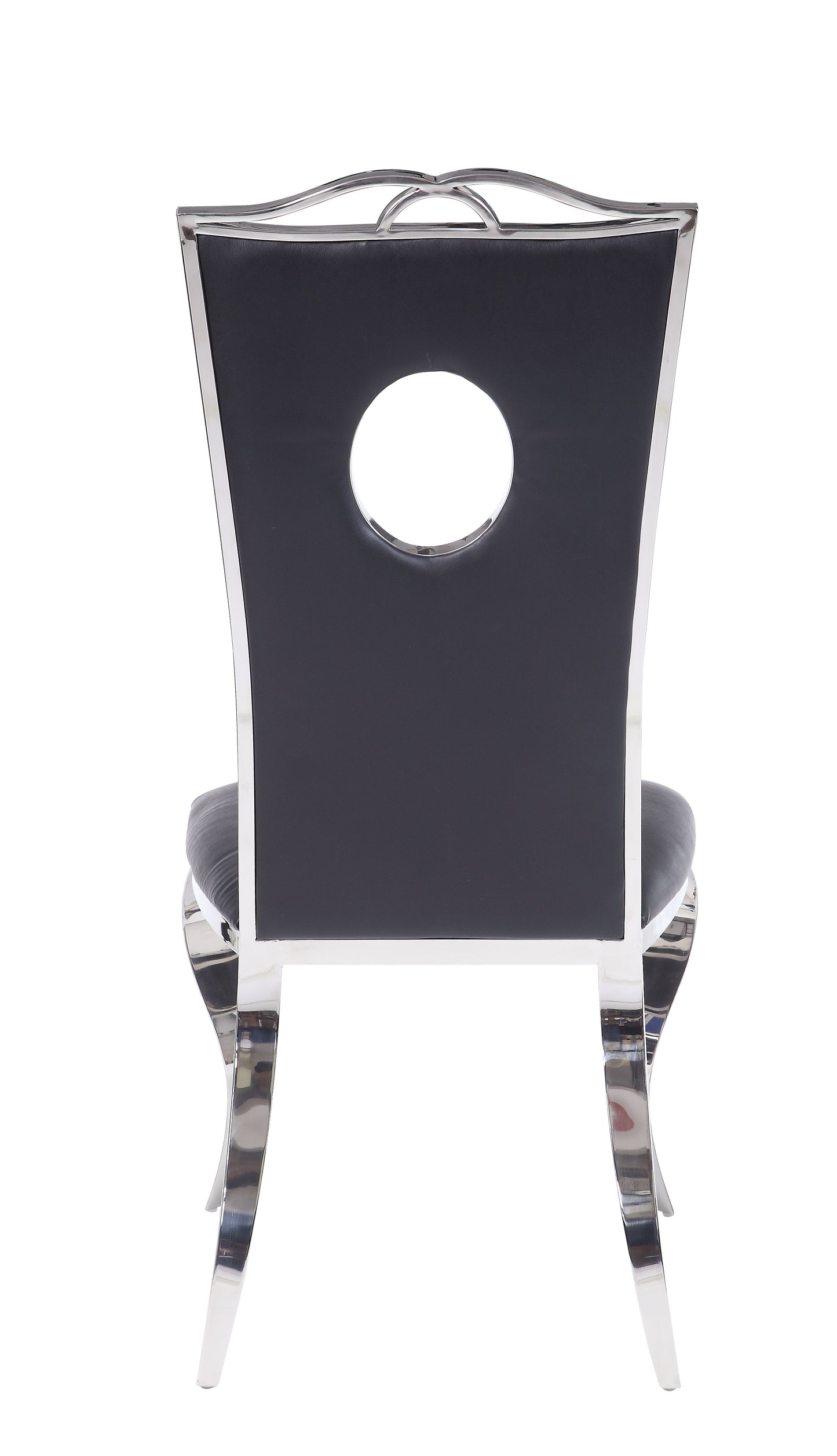Black Synthetic Leather & Stainless Steel Side Chair Set of 2