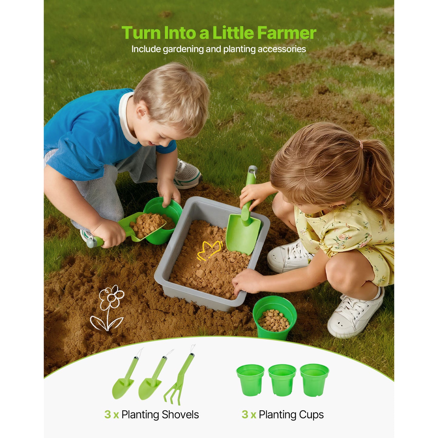 Kids Outdoor Mud Kitchen with Wood Stoves Double Sinks & Accessories