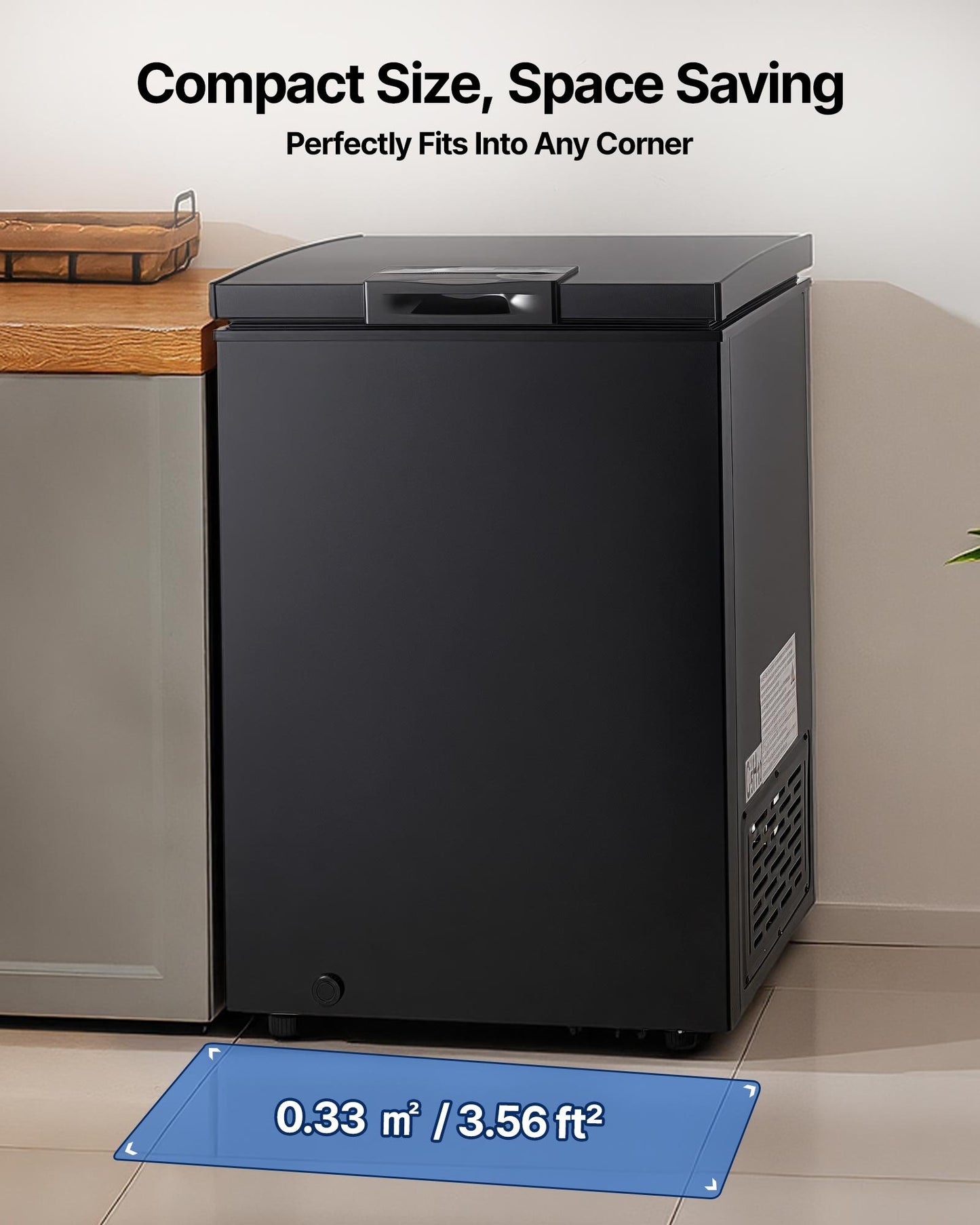 Vevor 3.3 Cu.ft Compact Chest Freezer - Energy Efficient Garage-Ready Freezer with Baskets
