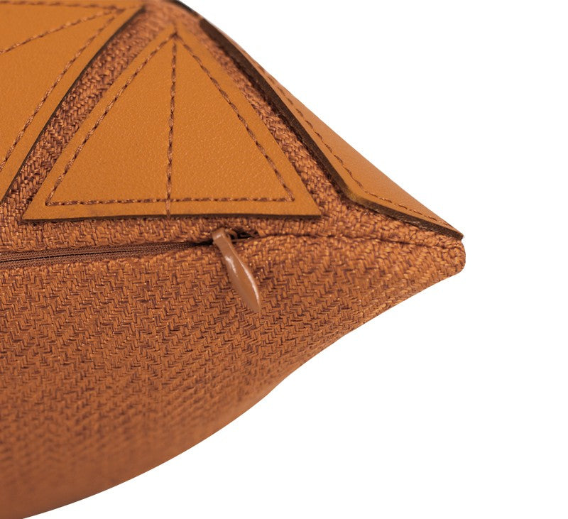 Geometric Petal Leather Waist Pillow Cover with Cushion for Living Room