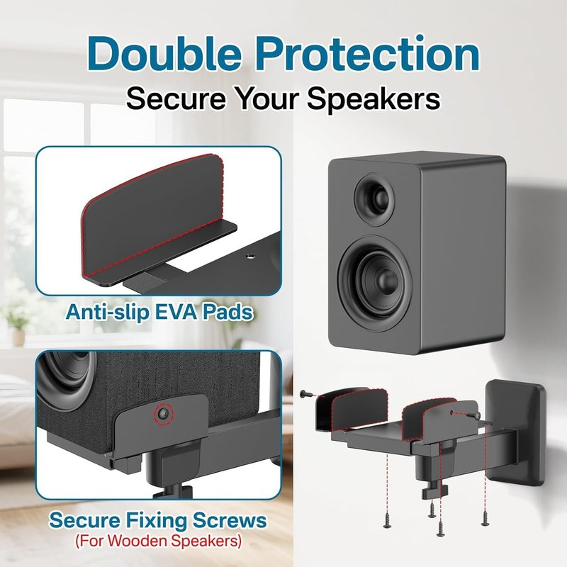 Double Clip Speaker Wall Mount 2 Pack - Black
