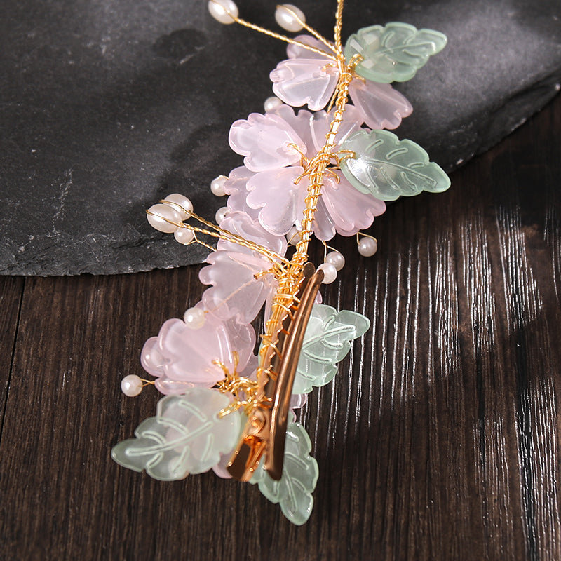 Side Clip Hair Clip - Pink Vintage Resin