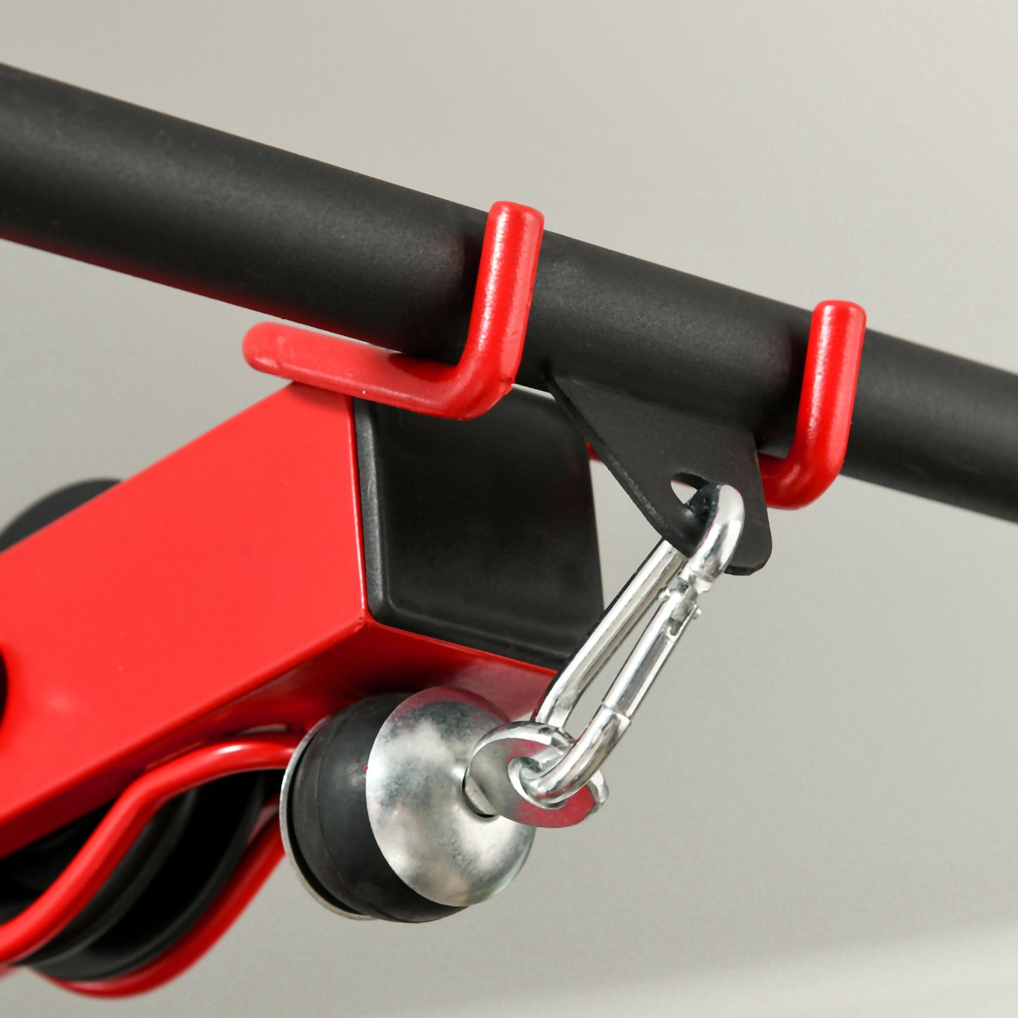 Lat Pulldown Machine with Adjustable Seat & Low Row Pulley - Red