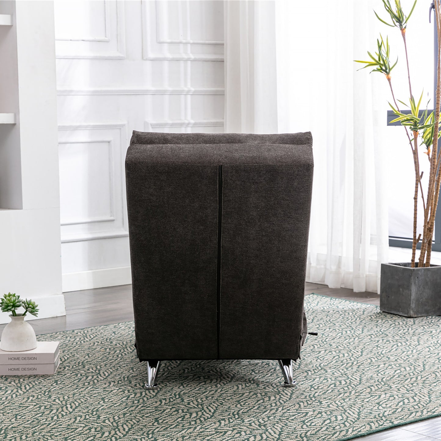 Luxury Upholstered Chaise Lounge Chair with Vibration - Dark Gray