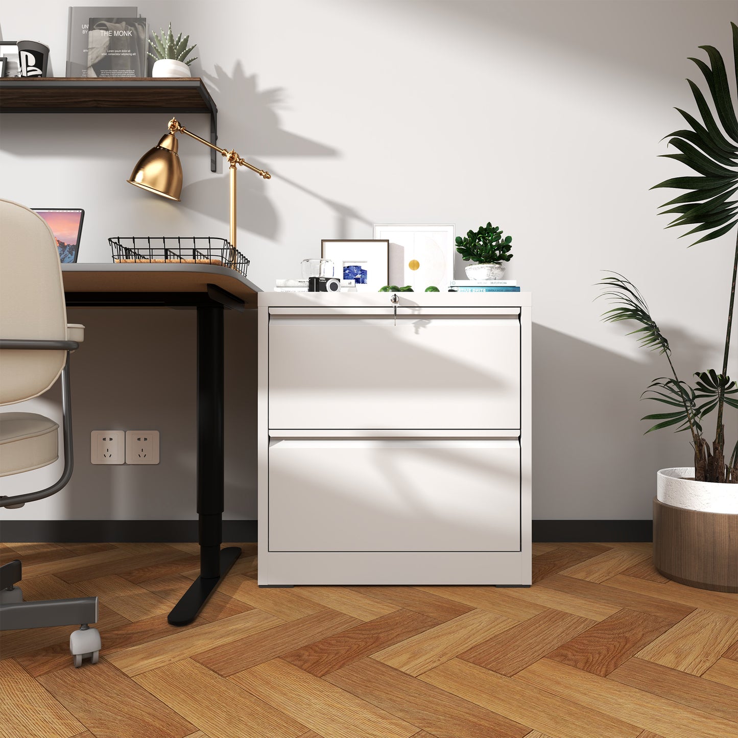 2 Drawer Lateral File Cabinet With Lock, Metal Filing For Home