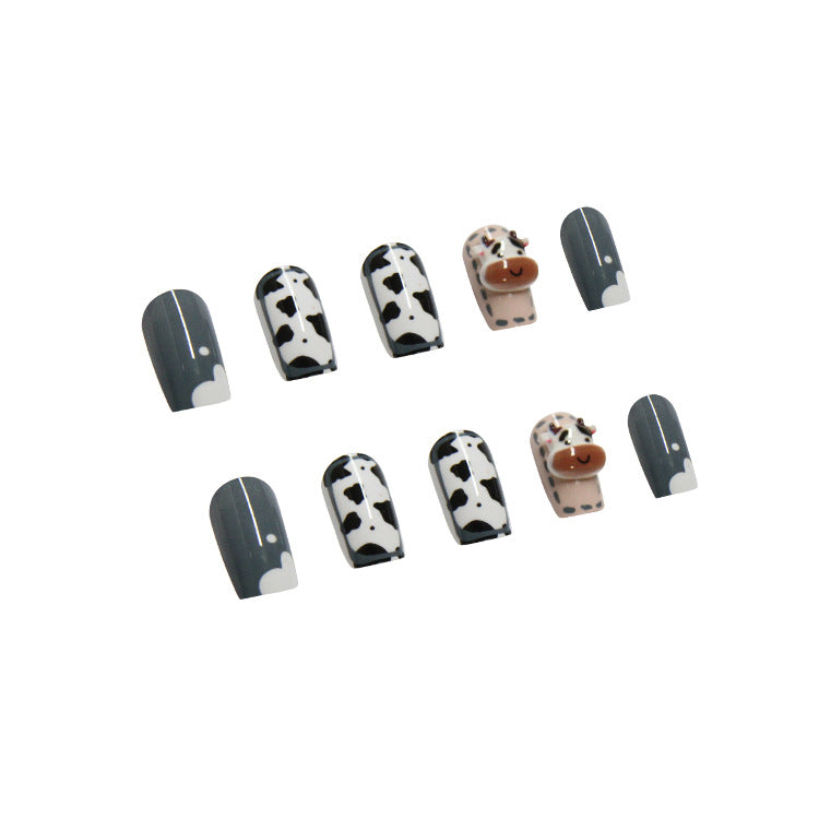 Cow Nail Art Patches 24pcs Nail Stickers for Manicure & Nail Design