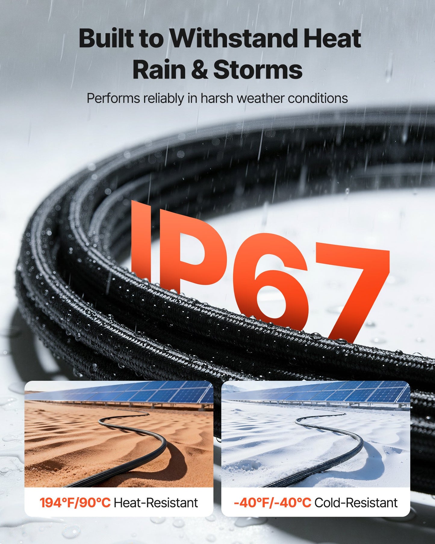 100FT Solar Panel Extension Cable 10 AWG Waterproof PV Wire with Connectors