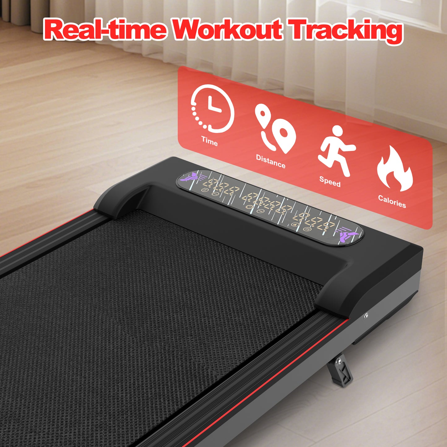 Foldable Treadmill with Handle Bar & Incline - Portable Under Desk Walking Pad