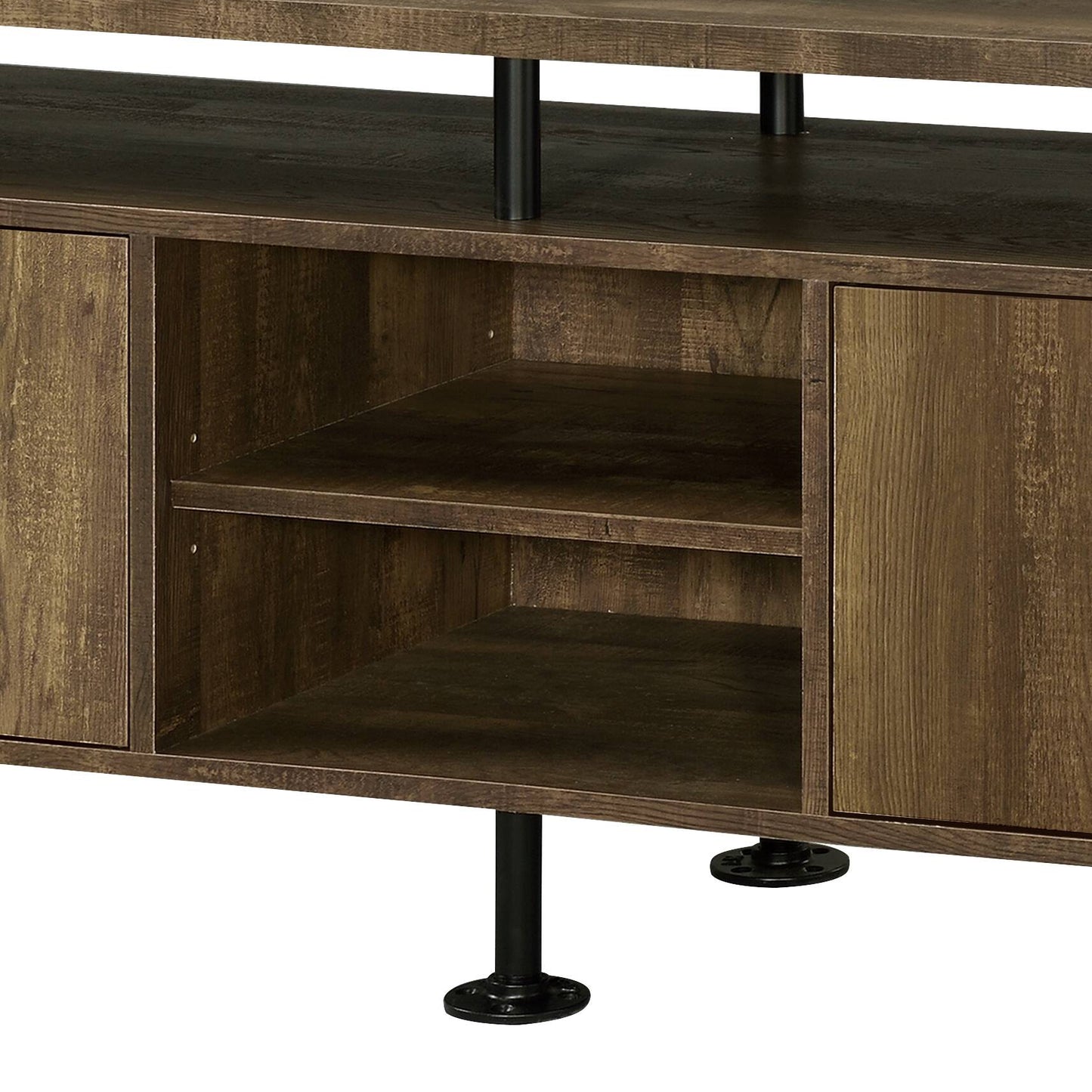 Rustic Oak & Black Finish TV Stand for 50-59 Inch TVs