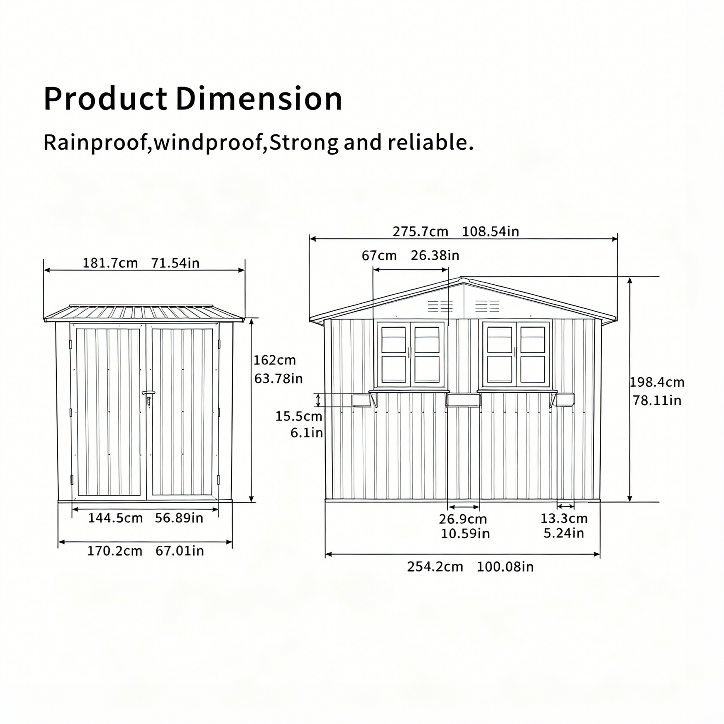 9x6 FT Outdoor Metal Garden Shed with Window & Flower Rack