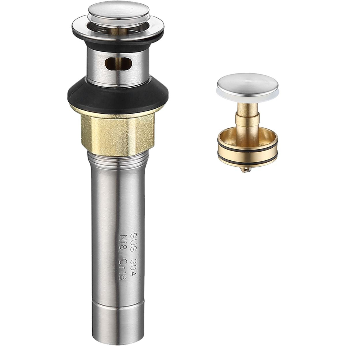 Stainless Steel Pop-Up Drain with Overflow - Anti-Clogging for Vessel Sinks