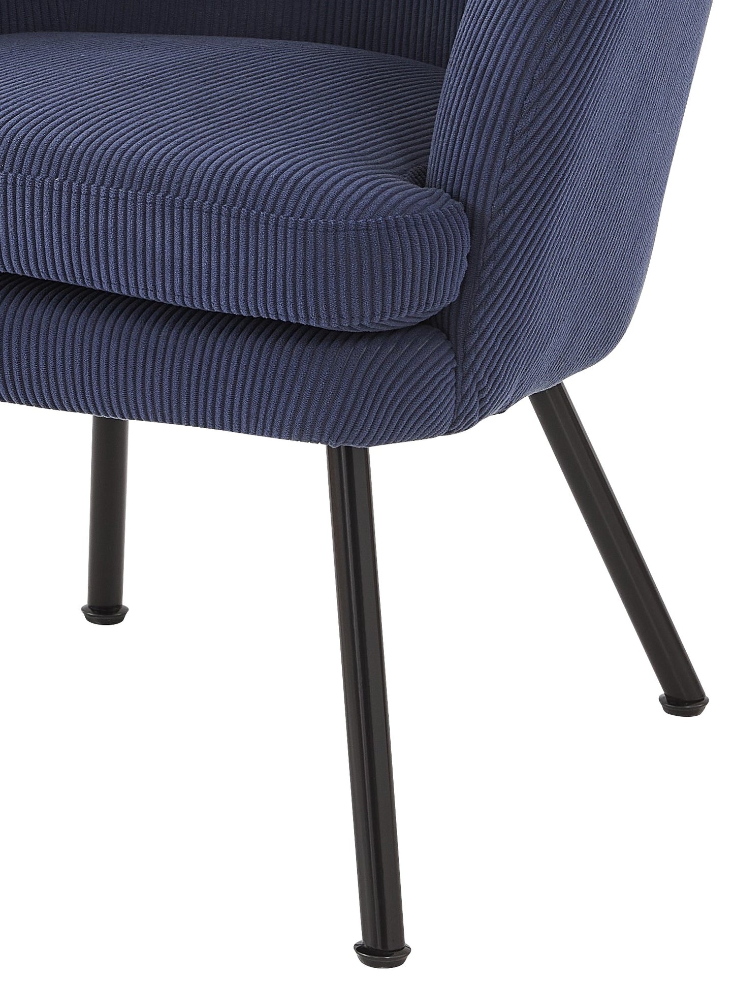 Corduroy Accent Chair With Black Metal Legs, Modern Upholstered