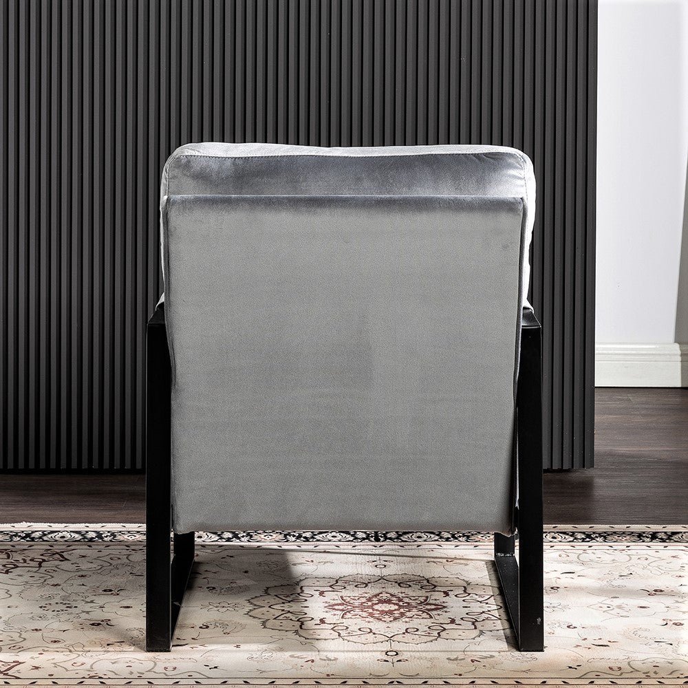 Classic Mid Century Modern Accent Chair With Durable Square Metal