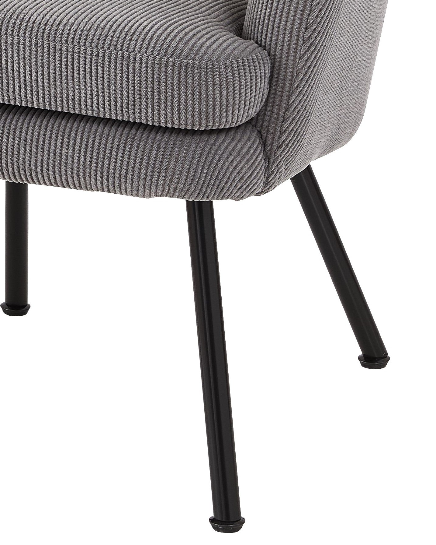 Corduroy Accent Chair With Black Metal Legs, Modern Upholstered