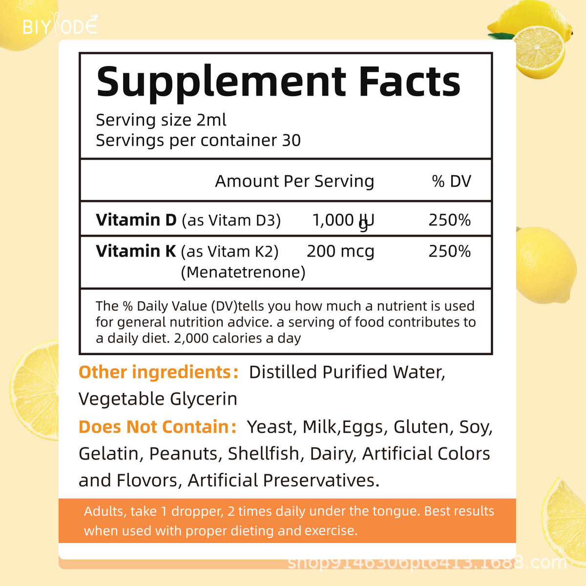 Vitamin D3 K2 Drops - 60ml Liquid Supplement