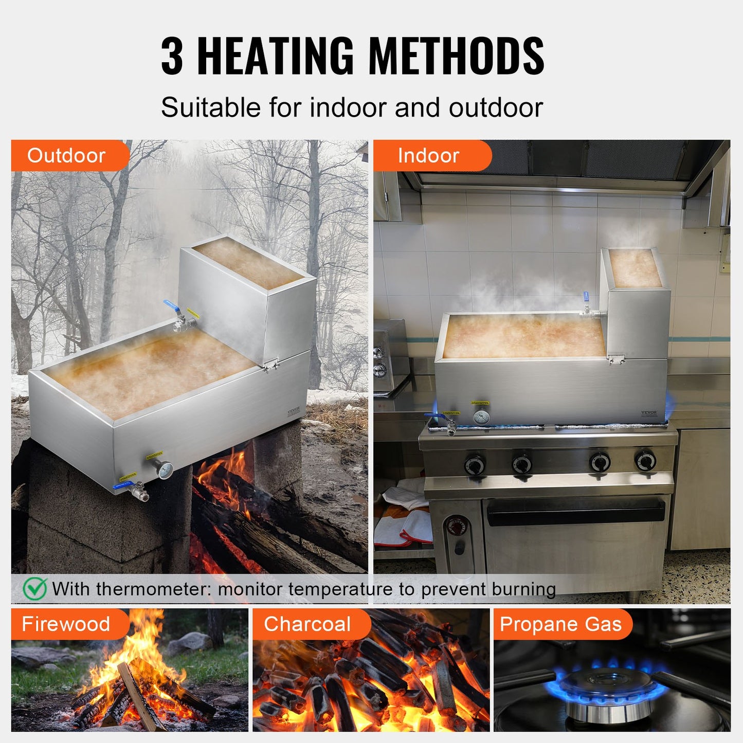 304 Stainless Steel Maple Syrup Evaporator Pan with Thermometer