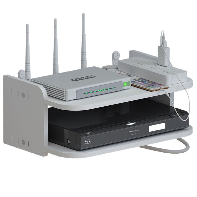 Drill-Free Router Shelf Organizer 2-Tier Box for Home Storage