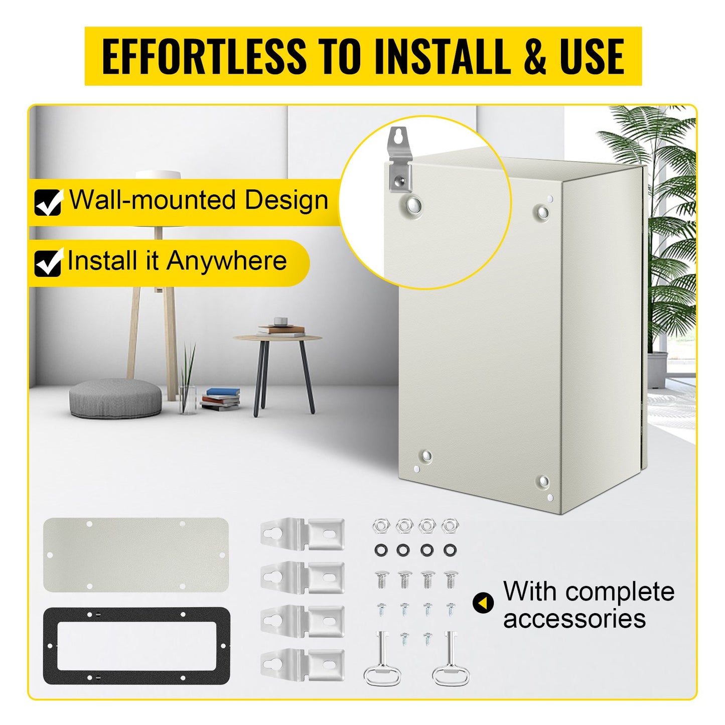 NEMA Steel Enclosure 20x12x10 Inch Waterproof Electrical Junction Box - Grey