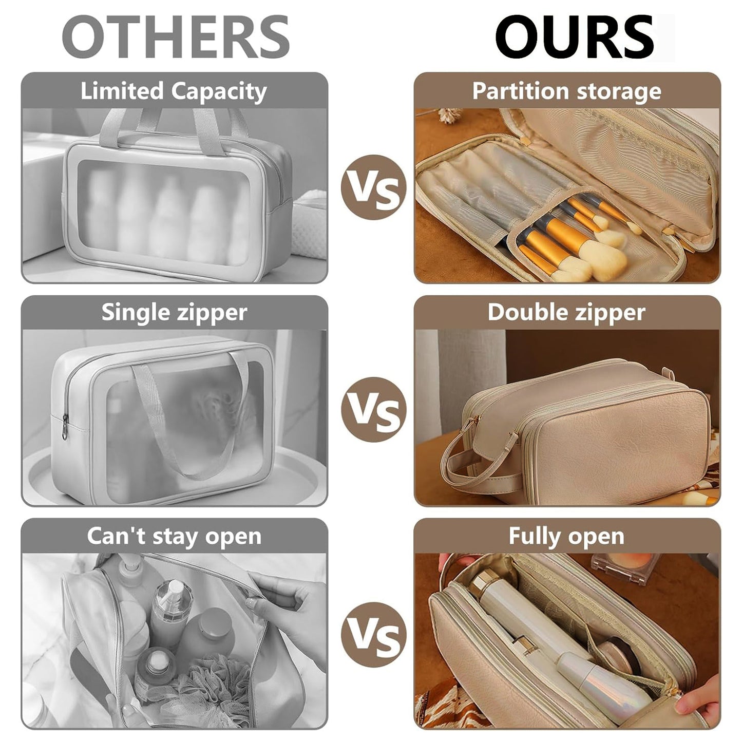 Travel Toiletry Bag For Women Men, Large Organizer Makeup Bag,