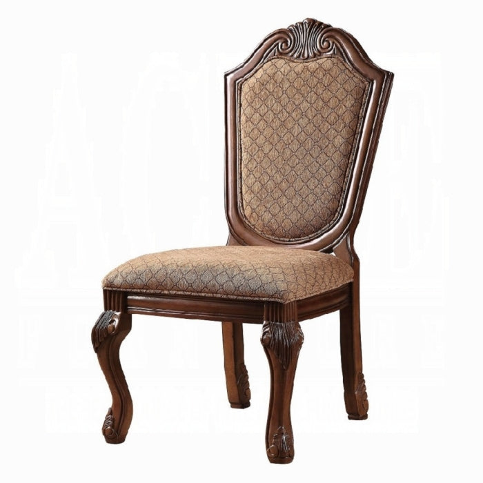 Chateau Fabric & Cherry Finish De Ville Side Chair - Set of 2