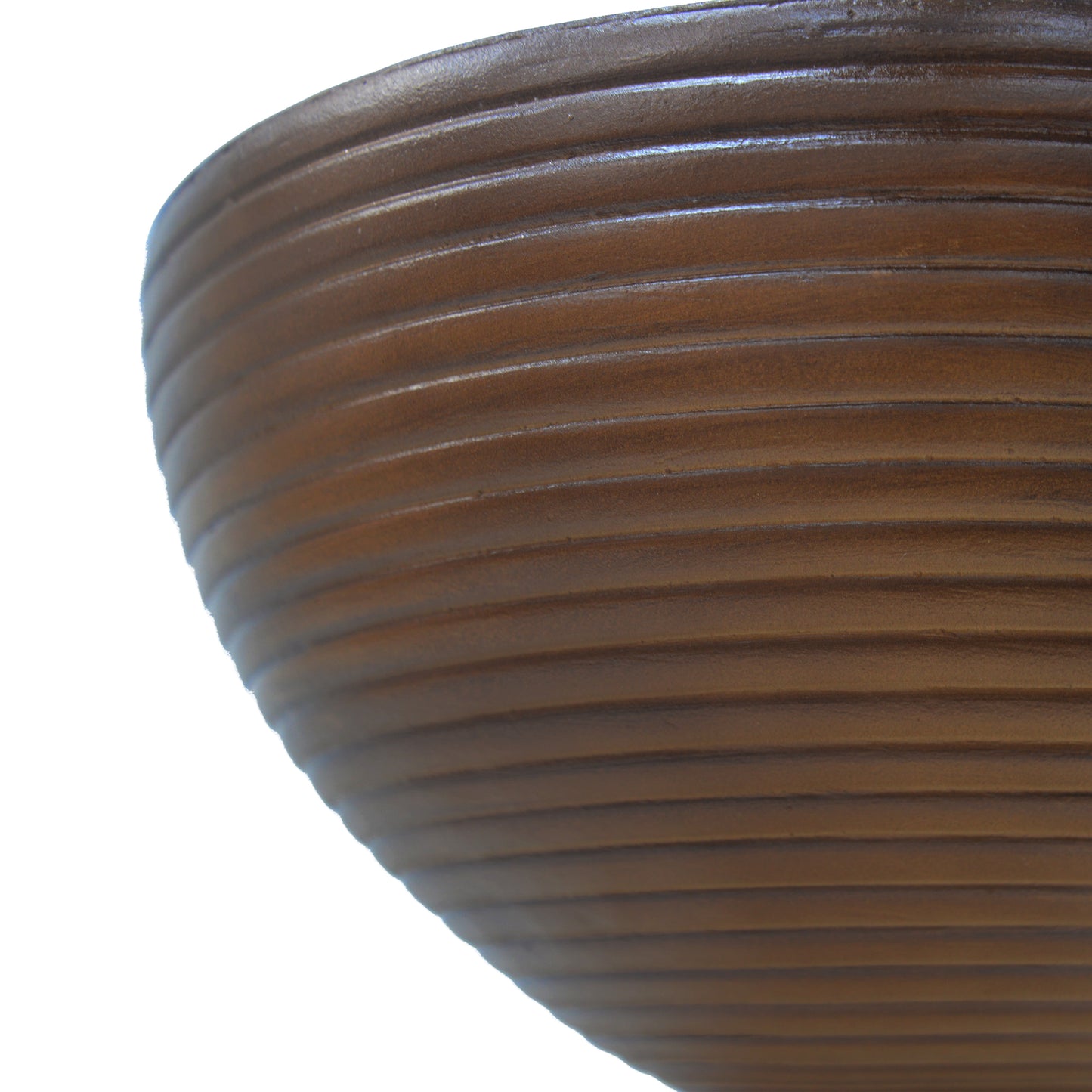 16 Ribbed Brown Concrete Outdoor Side Table With Hourglass Design