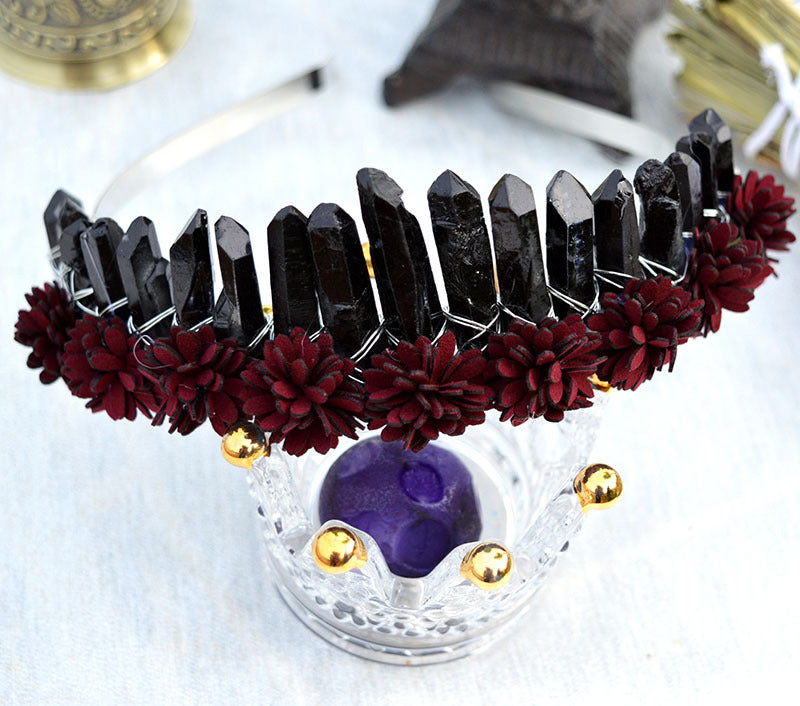 Natural Crystal Rainbow Headband with Flowers