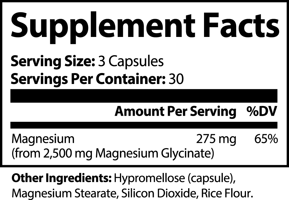 Magnesium Glycinate Supplement - 90 Capsules for Relaxation & Sleep