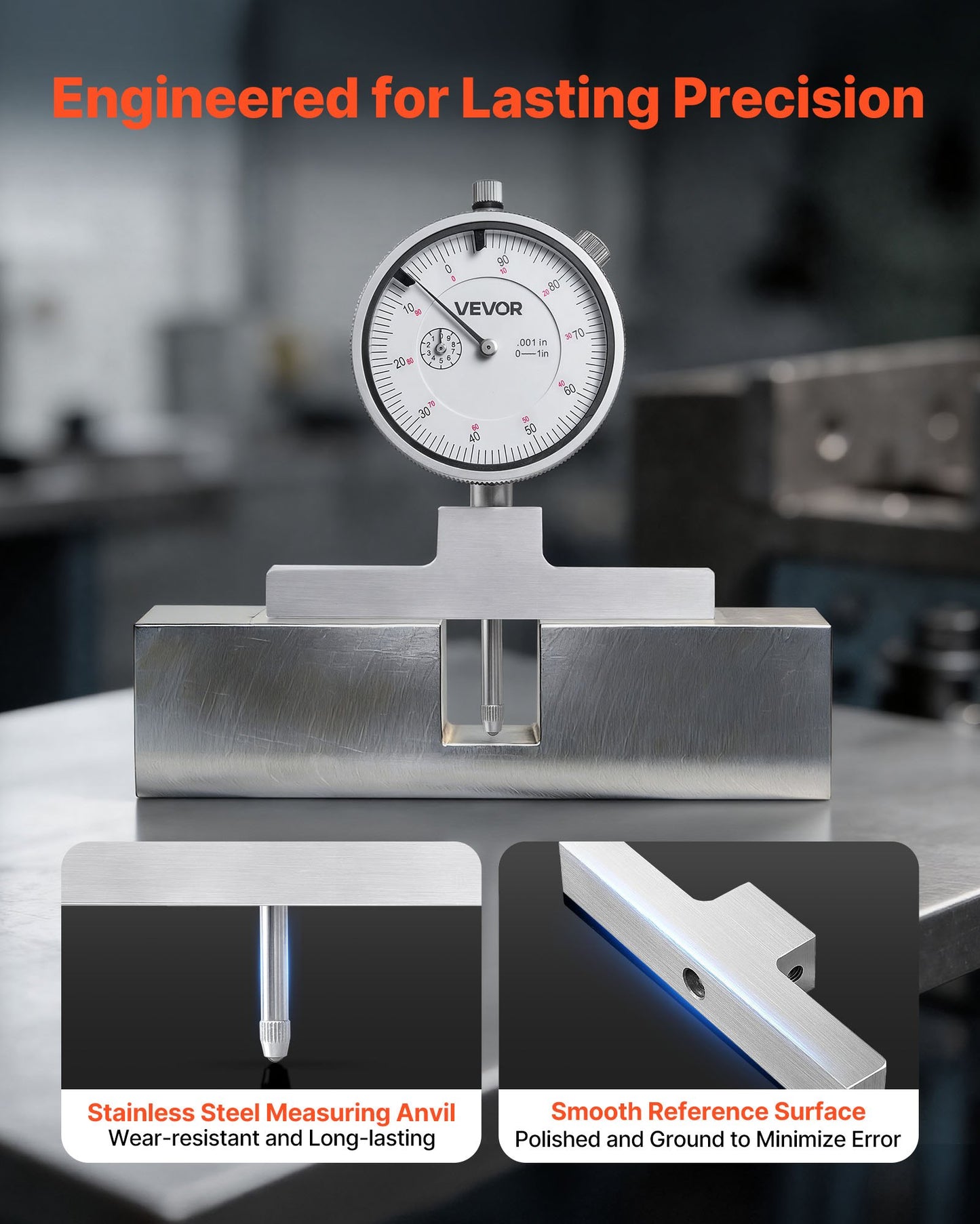 Depth Gauge Micrometer 0-22 Inch Measuring Range, Precision Mechanical Tool