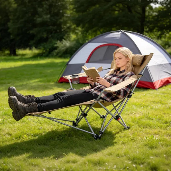 Adjustable Outdoor Reclining Camping Lounge Chair - Heavy Duty