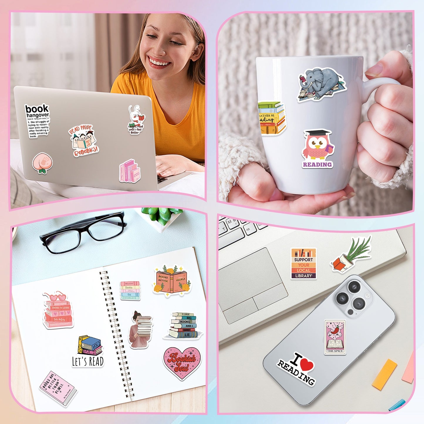324Pcs Book Stickers - Aesthetic Vinyl Decals for Laptops & Water Bottles
