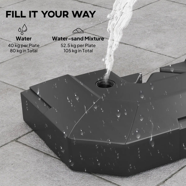 2-Piece Outdoor Umbrella Base Weights - Black HDPE