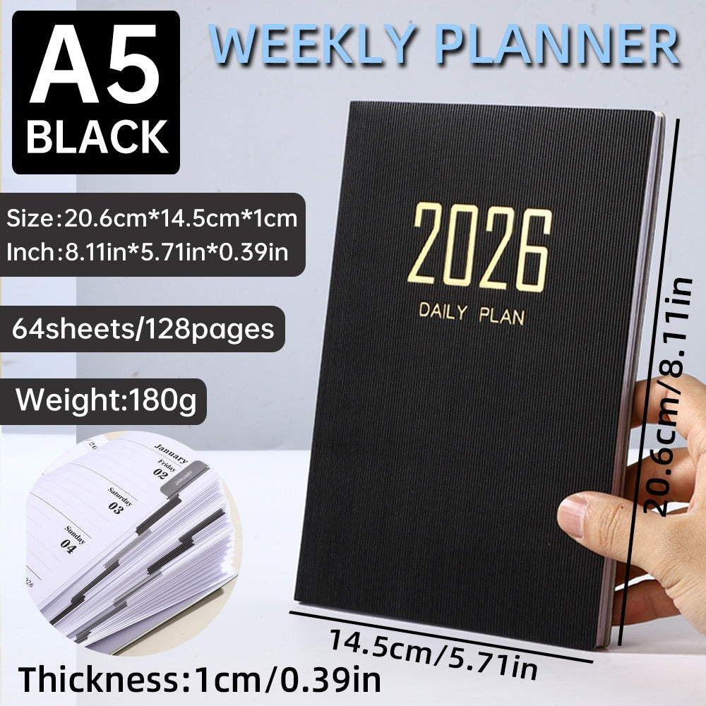 A5 Slim Leather Weekly Planner Notebook - Multiple Cover Colors