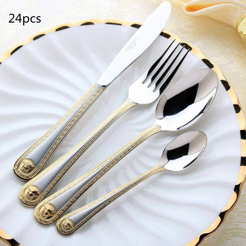 Western Food Set of 4 Stainless Steel Cutlery Knife Fork Spoon