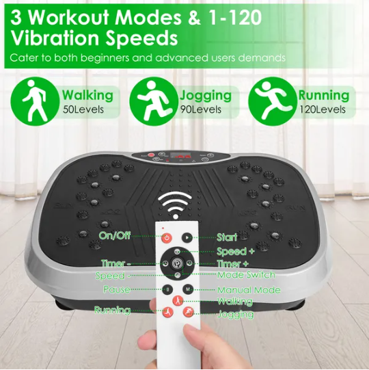Whole Body Vibration Machine with Resistance Bands - Blue