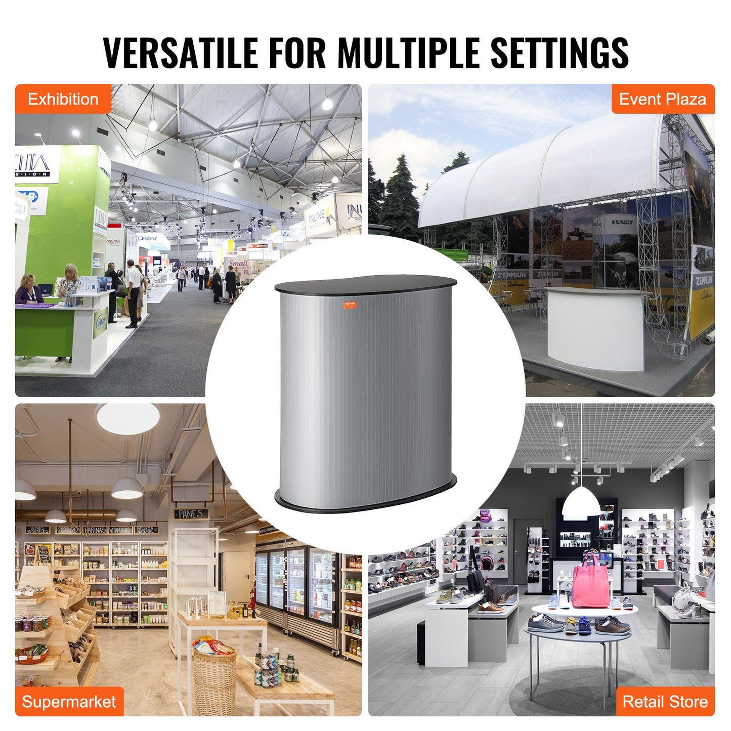 Portable Tradeshow Podium Table with Storage - Foldable Display Stand