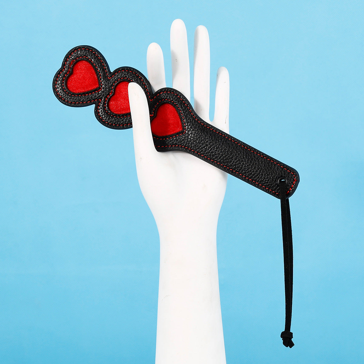 Heart-Shaped Double-Sided Leather Hand Clapping Toy - Black