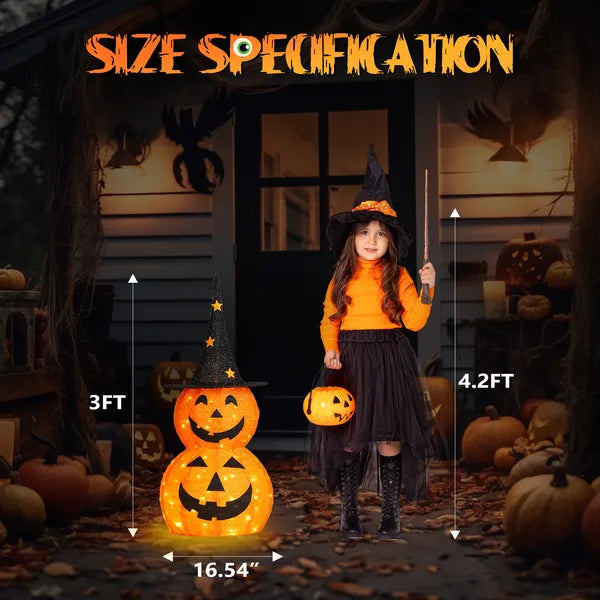 3ft Lighted Pop-Up Pumpkin Decoration with 150 LED Lights