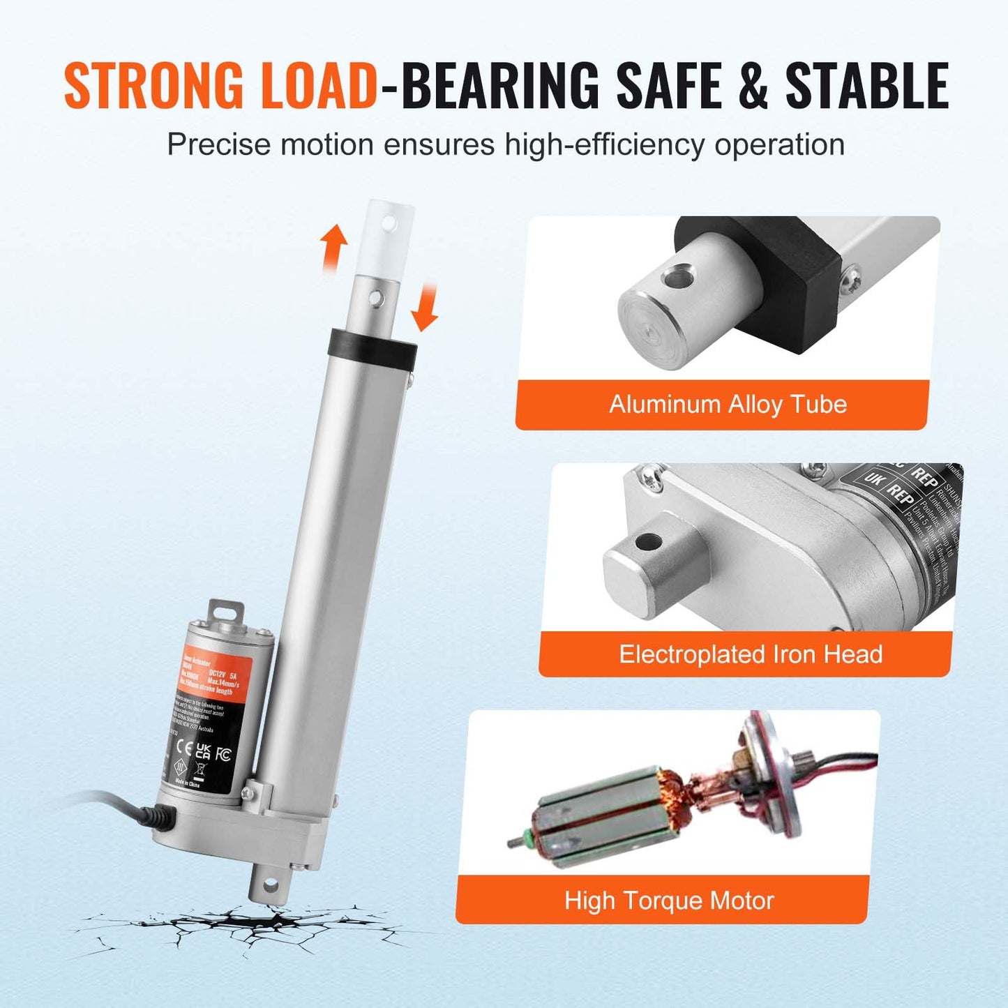 12V 6-Inch High-Speed Linear Actuator with 220LBS Thrust and Mounting Bracket