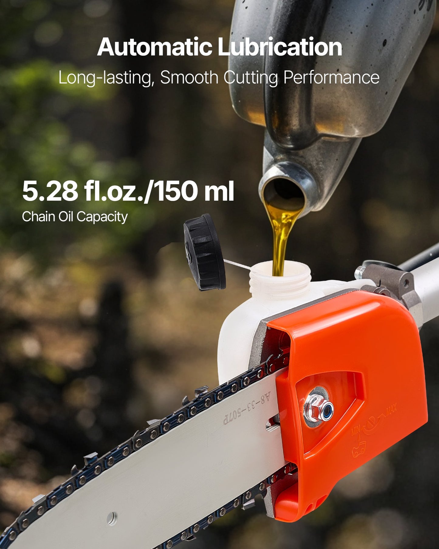Gas Pole Saw 25CC 2-Stroke Gasoline Tree Trimmer with Extendable 8-In Bar