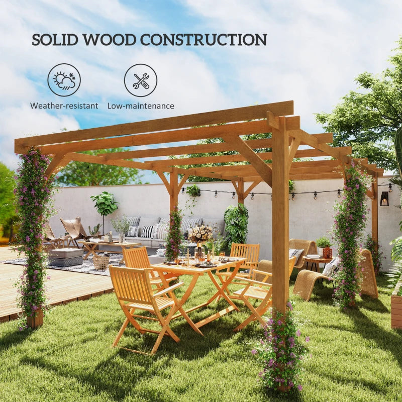 Wood Pergola Garden Trellis with Stable Frame for Climbing Plants - Dark Brown