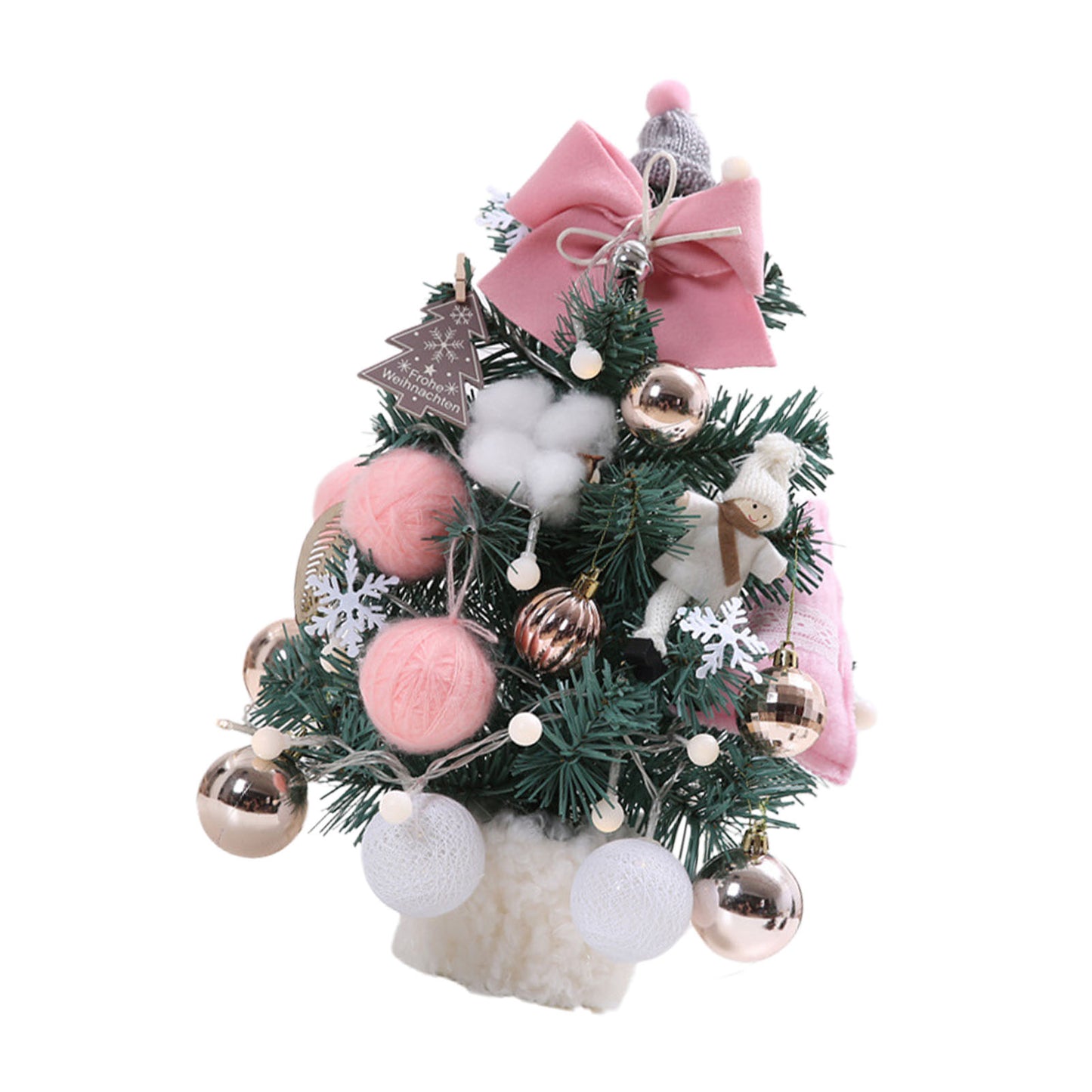 Adjustable Small Christmas Tree with Lights - 35cm Roseate